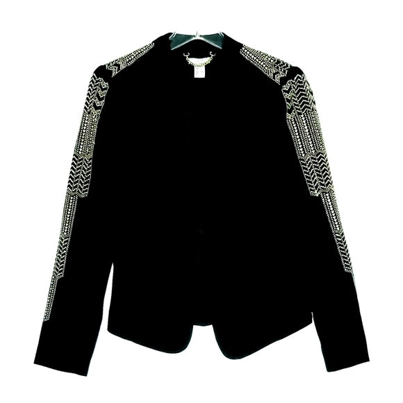 Cache Jackets & Blazers - Cache Gold Embellished Black Blazer